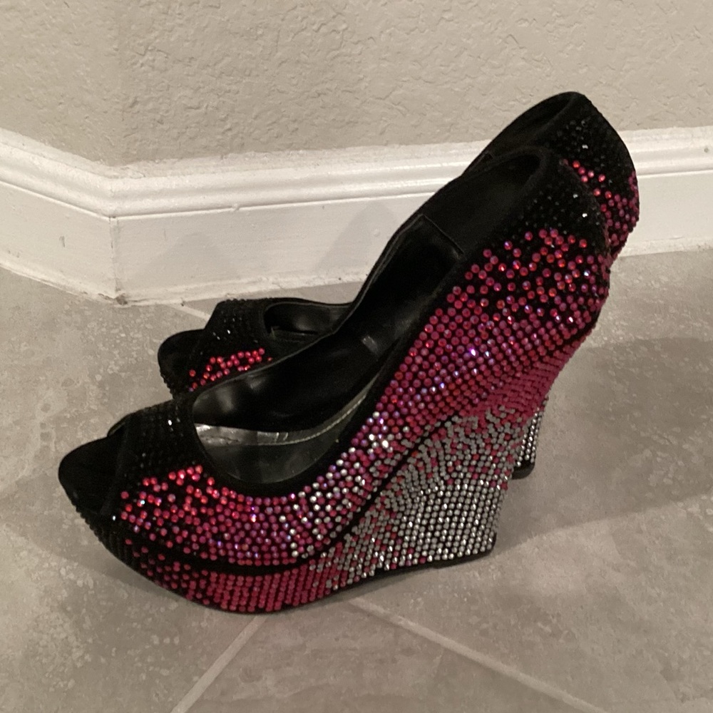 Alba Rhinestone Woman’s Wedges - Picture 4 of 10